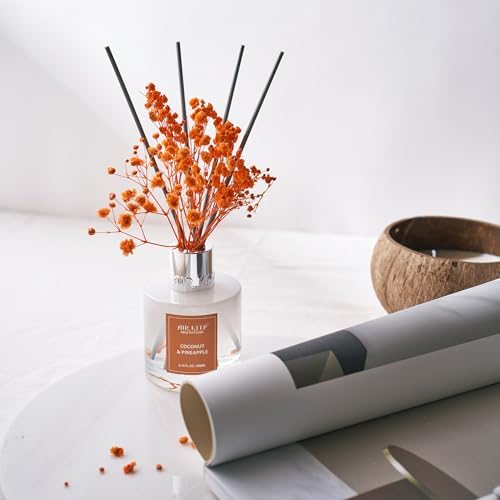 Airkeep Reed Diffuser Set,6.76 fl oz (200 ml) - Coconut & Pineapple Oil Diffusers with 8 Reed Sticks, Home Fragrance
