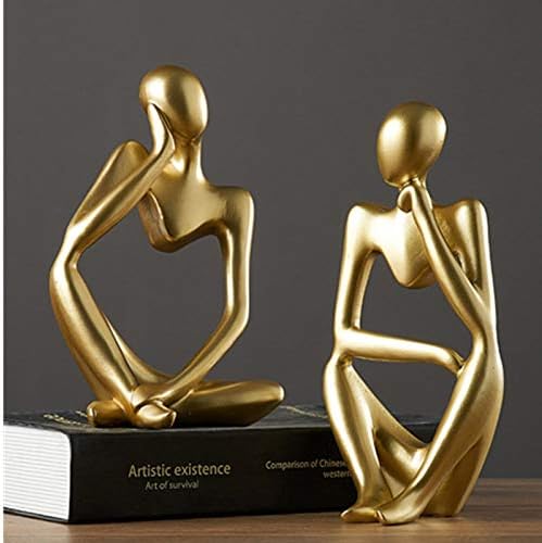 Resin Thinker Style Abstract Sculpture Statue Collectible Figurines Home Office Bookshelf / Gold