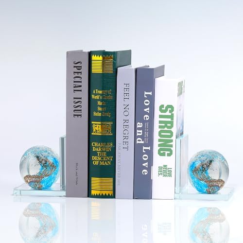Glass Bookends / Book Ends / Light Blue