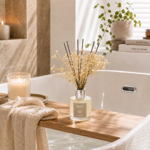 Airkeep Reed Diffuser Set,3.38 fl oz (100 ml) - Clean Linen Oil Diffusers with 8 Reed Sticks,Home Fragrance Reed