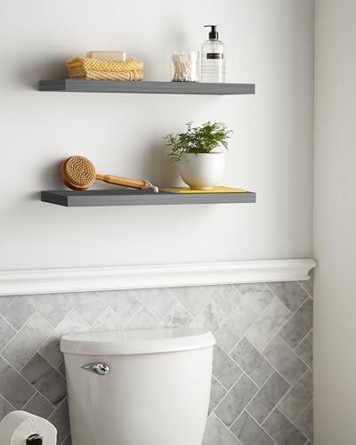 BAYKA Grey Floating Shelves 22.5in, Set of 2, Wall Mounted for Wall Deocr