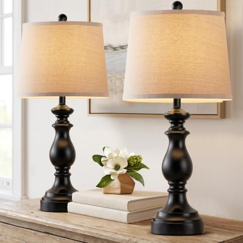 PARTPHONER Traditional Table Lamp Set of 2, Rustic Farmhouse Table Lamps for Living Room Bedroom, 27" Bedside Desk