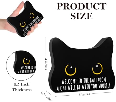 Black Cat Decor Cat Bathroom Decor Welcome to the Bathroom a Cat Will be With you Shortly Funny Acrylic Decors Sign for Home Bathrooms Cats Lover Gifts