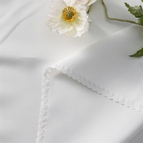 White Cloth Napkins Set of 4, Polyester Dinner Napkins Washable Reusable, Wave Lace Table Cloth Napkins for Christmas Thanksgiving Festival Holiday Dinner Table Decoration
