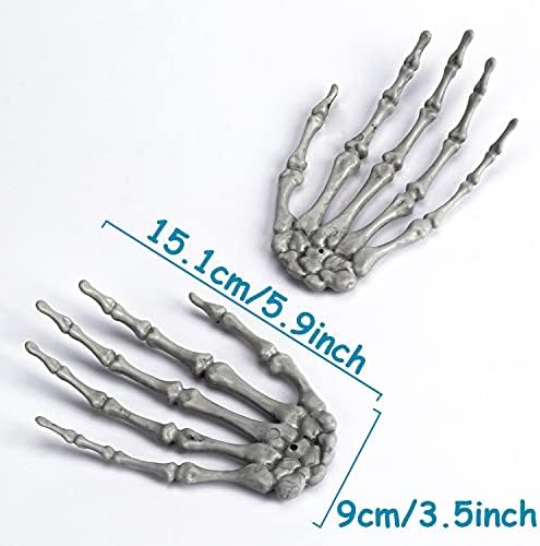 5 Pairs Halloween Skeleton Hands Realistic Plastic Fake Human Hands for Halloween Zombie Party Terror Scary Props