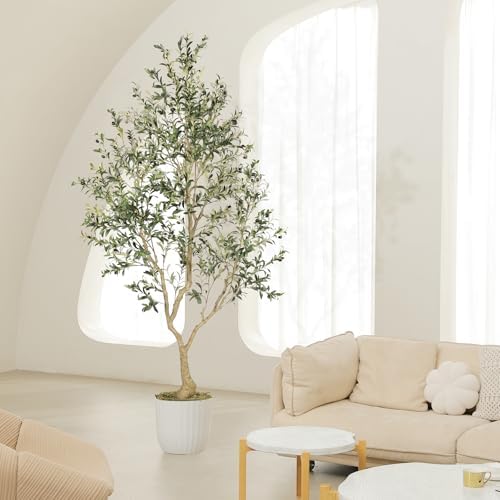 LYERSE Faux Olive Tree 8ft with Large Olive Branches and Lifelike Olive