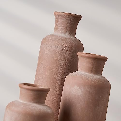 Ceramic Rustic Farmhouse Vase / Terracotta / Set of 3