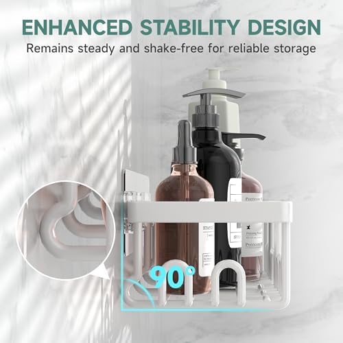 Veken Shower Caddy 3-Pack, Advanced Rustproof Design, No Drilling Adhesive Shelves, Rack with Soap Holder, Large