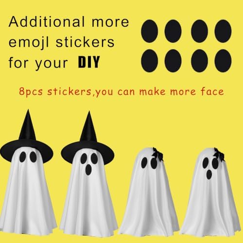 Halloween Decorations Indoor,Set of 2 Light-Up Ghosts Decor with Witch Hats