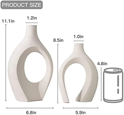 Snuggle Hollow Ceramic Vase / Extra Large Cream White / Set of 2