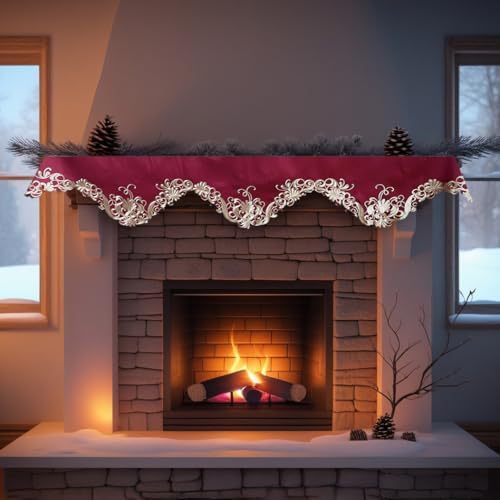 Decozen Mantel Scarf for Fireplace, Mantle Runner Cover Christmas Holiday Fireplace Decor Mantel Decoration Housewarming Gift