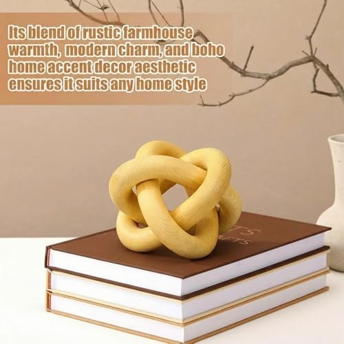 Yalikop 3 Link Wood Knot Decor Rustic Table Shelf Accents, Yellow