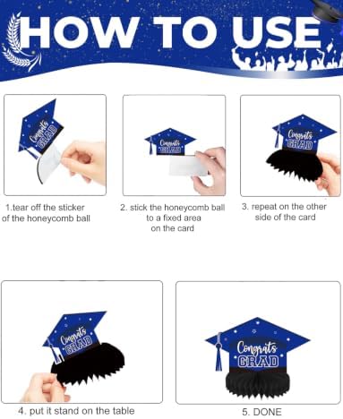 Graduation Table Decorations, Blue and Black Graduation Table Centerpieces