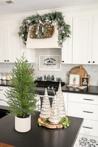 2.6FT Artificial Small Mini Pine Tree for Tabletop, Real Touch 31 inch Premium Artificial Topiary Tree Potted Plants for Home Tabletop Entryway Living Room Indoor Outdoor Decor