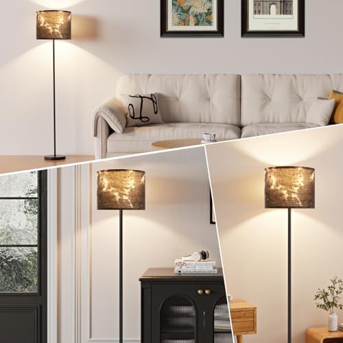Ambimall 60'' Modern Floor Lamp with Shade, Tall Lamps for Living Room, Bedroom, Office, Dining Room, Hand-Dyed Blue