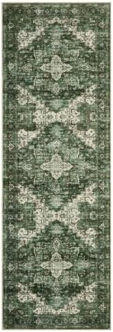 Garvee 2x6 Washable Runner Rug Non Slip Vintage Boho Green Hallway Runner