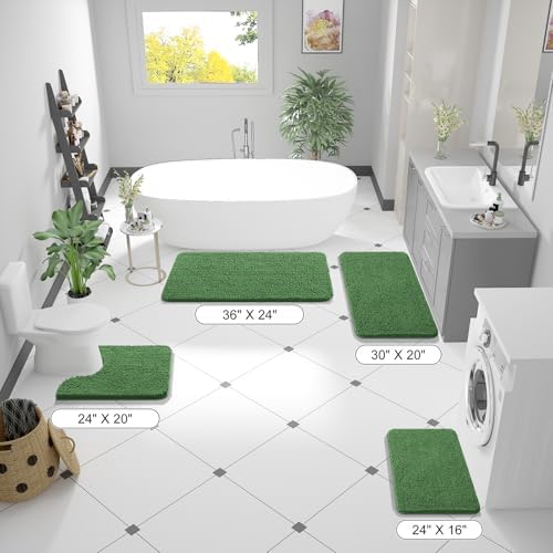 OLANLY Bathroom Runner Rugs 47x20, Extra Soft Absorbent Chenille Bath Rugs