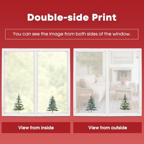 Horaldaily 130 PCS Christmas Window Cling Sticker, Trees Snow for Home Party Supplies Shop Window Glass Display Decoration