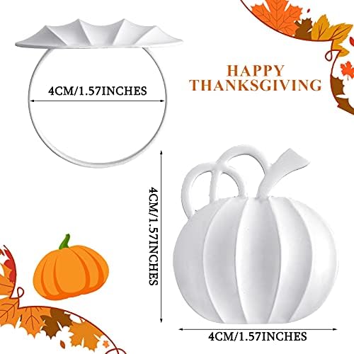 Patelai 6 Pieces Fall Pumpkin Napkin Rings Thanksgiving, White