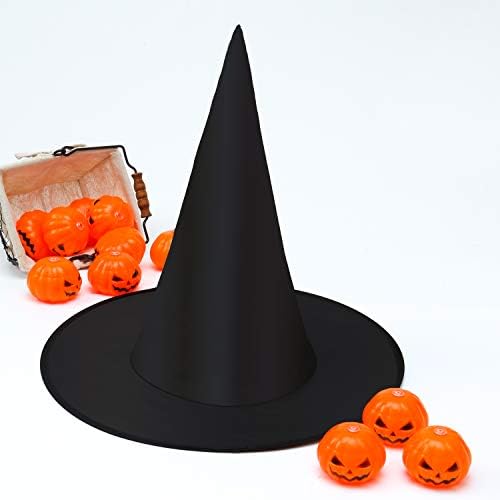 Elcoho 10 Pack Halloween Costume Witch Hat Accessory for Holiday Halloween Party, Black