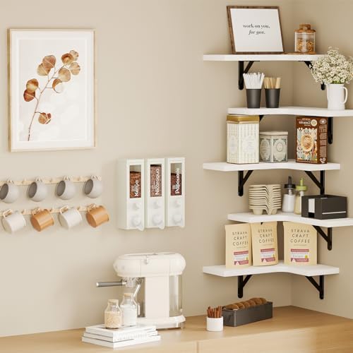 Fixwal Conner Shelves Wall Mounted for Decor, White Set of 5