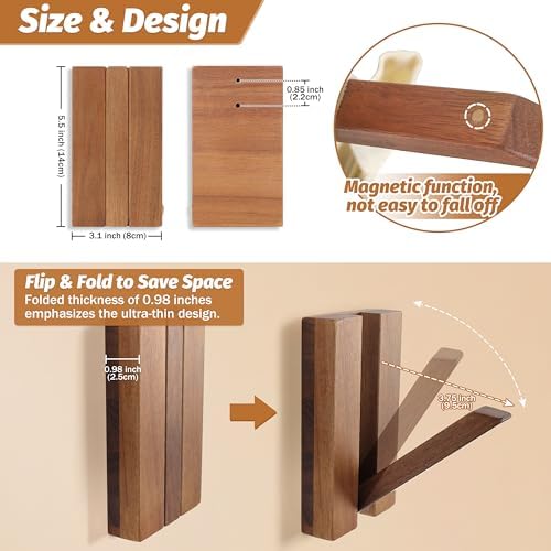 Wood Wall Hooks / Brown Color / Set of 2