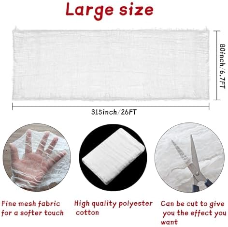 Niurui Halloween White Creepy Cloth 315 x 79 Inch Spooky Gauze Clothes Halloween Scary Decoration for Haunted Houses Party Supplies Indoor Outdoor