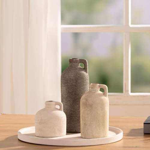 Ceramic Vase Home Table Decor - Flower Vase Set of 3 Living Room Kitchen Decorations Farmhouse Modern Rustic Vases