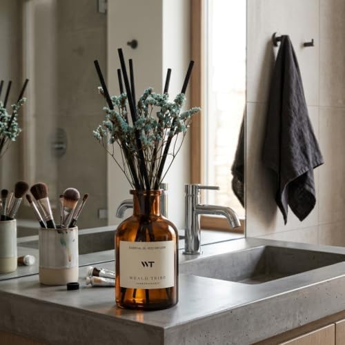 WEALD TRIBE Reed Diffuser Set for Bathroom Decor, Sticks Diffuser with Fragrance Oils Included | Ocean Scent 4.0 fl oz