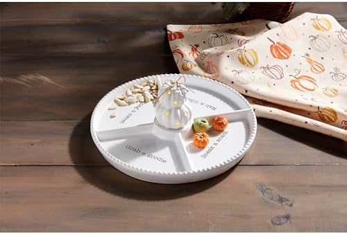 Mud Pie White Pumpkin Light Up Sitter, 4.5" x 2.75"