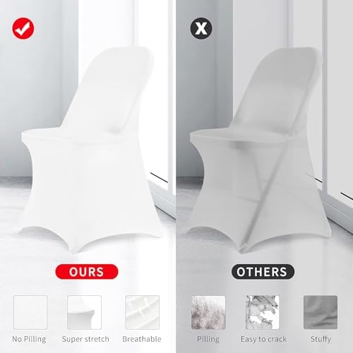 HAINARverS Stretch Spandex Folding Chair Covers 50PCS White