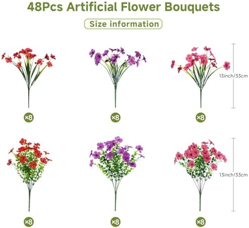 Alupssuc 48 Bundles Artificial Daisy Flowers UV Resistant for Outdoor Decor