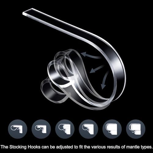 Jetec 16 Pieces Clear Acrylic Stocking Hanger Hooks Nonslip for Mantle