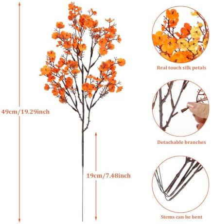 8Pcs Artificial Fall Flowers Real Touch Flowers Decorations,Orange Yellow