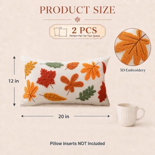 12x20 Lumbar Fall Throw Pillow Covers Set of 2, Outdoor Thanksgiving Pillow