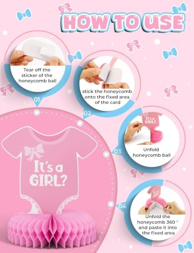 12 Pcs Baby Gender Reveal Table Decorations, Boy or Girl Centerpieces for Tables Honeycomb Centerpieces Blue and Pink Table Decor for Baby Shower Pregnancy Announcements Newborn Party Supplies