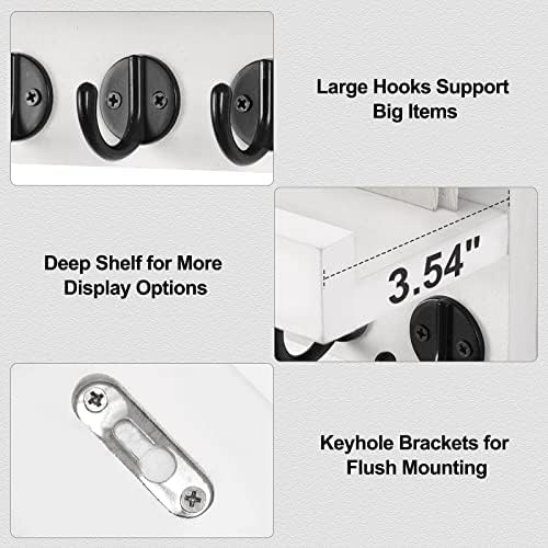 Lwenki Key Holder for Wall, Decorative Key and Mail Holder with Shelf Has Large Key Hooks for Bags, Coats, Umbrella –