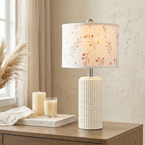 PoKat 23'' Table Lamp with Flower Lampshade for Night Stands, Birthday Gifts for Women Mom, House Warming Gifts New