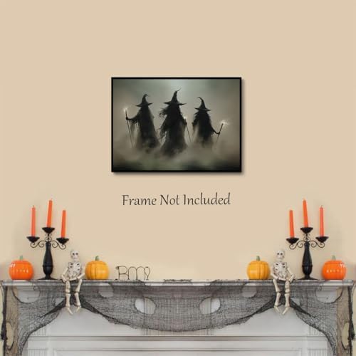 ILLBDR Halloween Three Wizards Canvas Wall Art Poster 12x16 inch