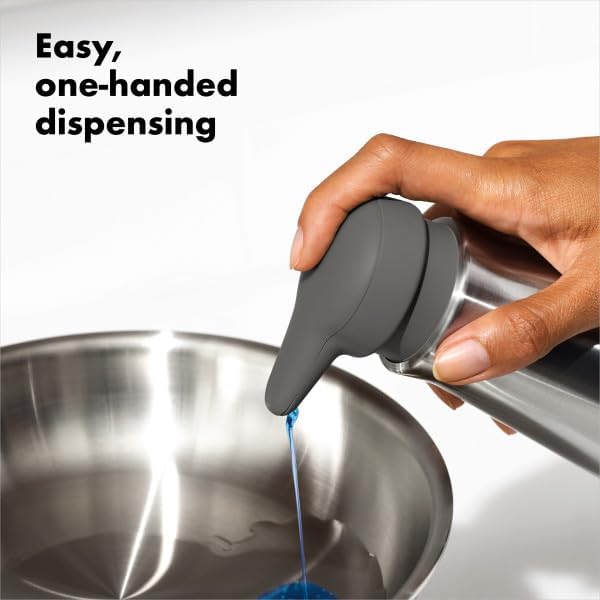 OXO Good Grips Stainless Steel Countertop Soap Dispenser | Refillable Soap Dispenser, Rust-Resistant Stainless Steel