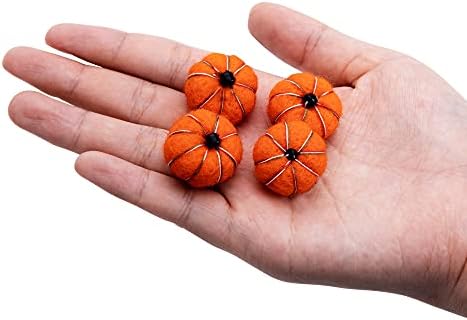 36 Pcs Halloween Small Felt Pumpkin, Mini Fall Autumn Wool Felt Pumpkins