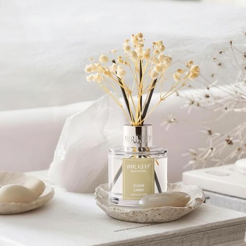 Airkeep Reed Diffuser Set,1.69 fl oz (50 ml) - Clean Linen Oil Diffusers with 8 Reed Sticks,Home Fragrance Reed
