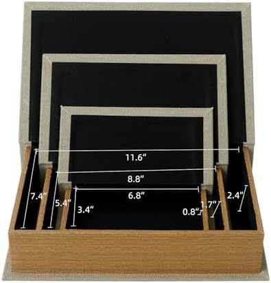 Decorative Book Boxes / Warm Taupe / 13",10",8 / Set of 3