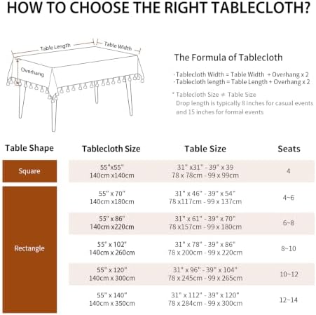Deep Dream Tablecloth, Embroidered Waterproof Table Cloth Cotton Linen Wrinkle Free Anti-Fading Tablecloths Dust-Proof Table Cover for Kitchen Dinning Party Christmas, 55 x 102 Inch - New Gray