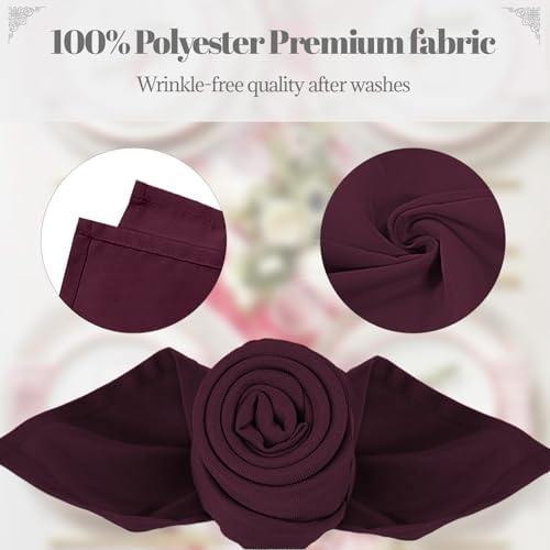 PLOYMONO Burgundy Cloth Napkins - 8 Pack 17" x 17" Polyester Dinner Napkins