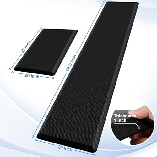 StepRite 1-Inch Kitchen Mats for Floor, 2-Piece Anti-Fatigue Rugs, Black