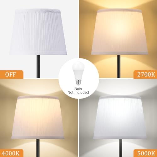 Ambimall 60'' Modern Floor Lamp with Shade, Tall Lamps for Living Room, Bedroom, Office, Dining Room, Pleated Fabric