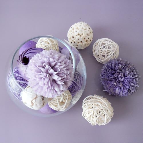 Qingbei Rina Decorative Balls for Bowls, Bowl Vase Filler, Lilac Purple