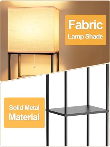 Large Floor Lamp with Shelves, 5-Tier Tall Floor lamp with for Living Room, Shelf Floor Lamp with 3 CCT LED Bulb