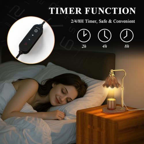Flower Candle Warmer Lamp with Timer & 4-Level Dimmer, Adjustable Height